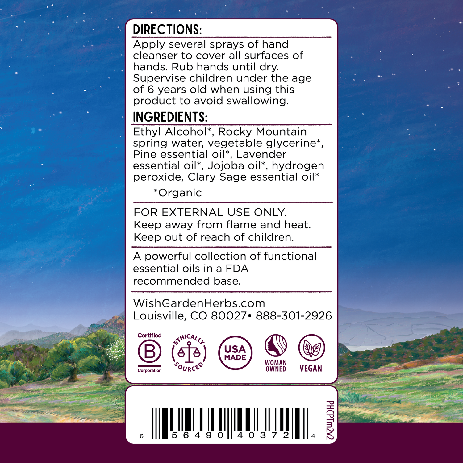 Peaceful Protector Hand Purifier by WishGarden Herbs