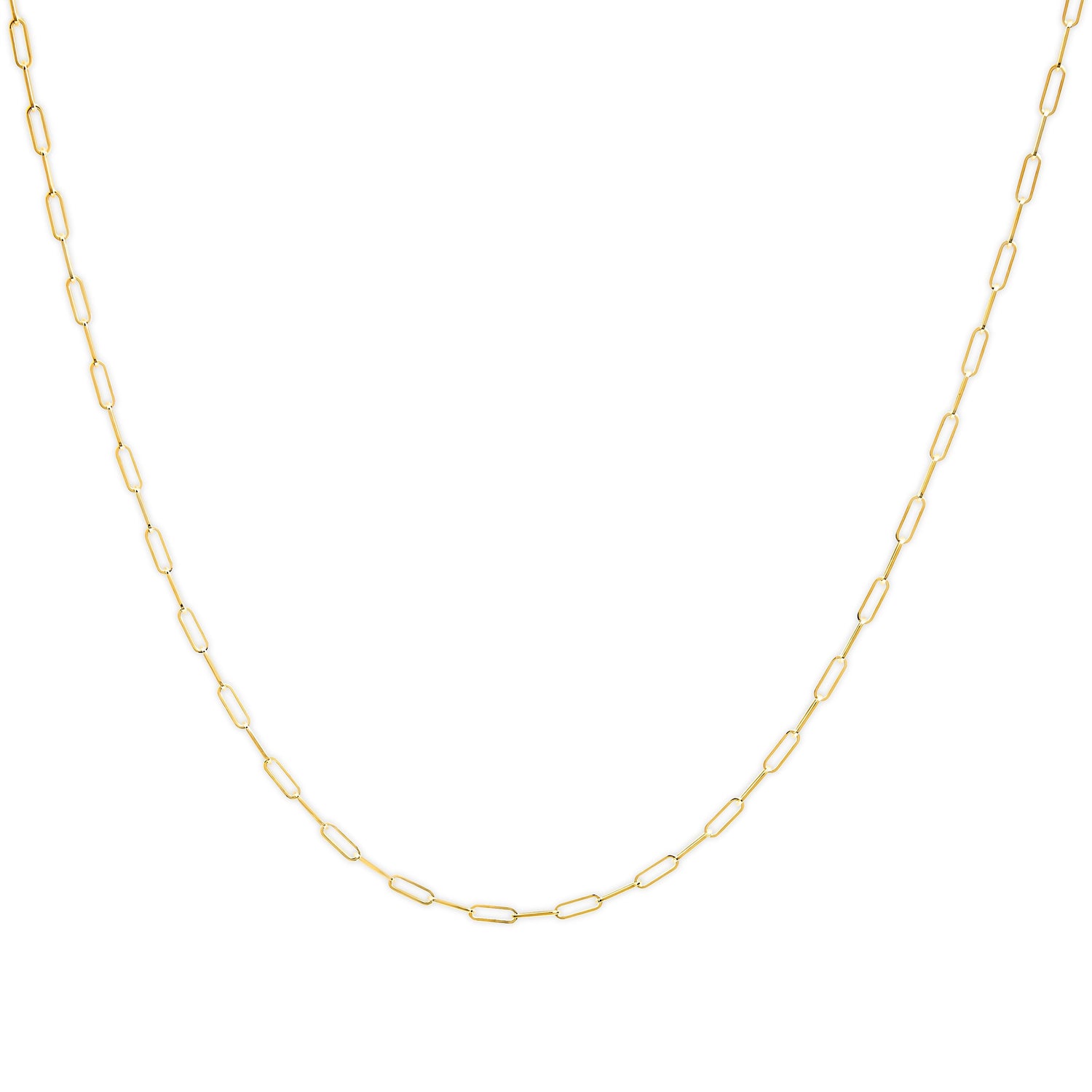 Solid 14K Yellow Gold 2.5mm Paperclip Chain Necklace Unisex 18" Inches by Bids.com
