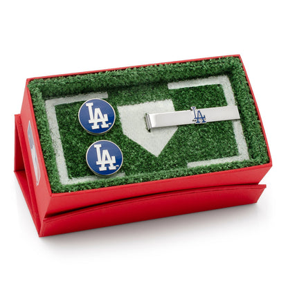 MLB LA Dodgers Cufflinks and Tie Bar Gift Set