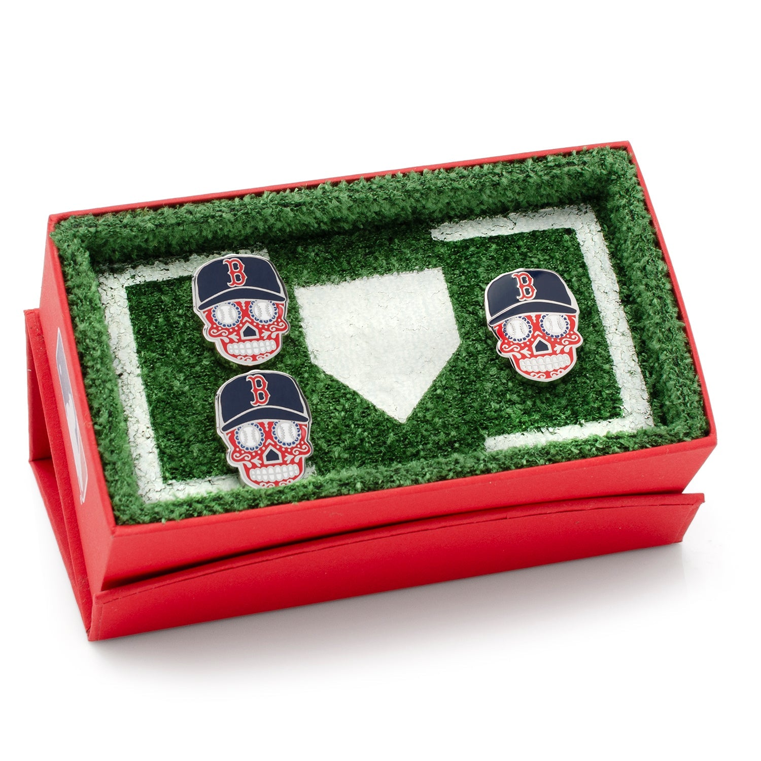 MLB Boston Red Sox Sugar Skull Cufflinks &amp; Lapel Pin Gift Set