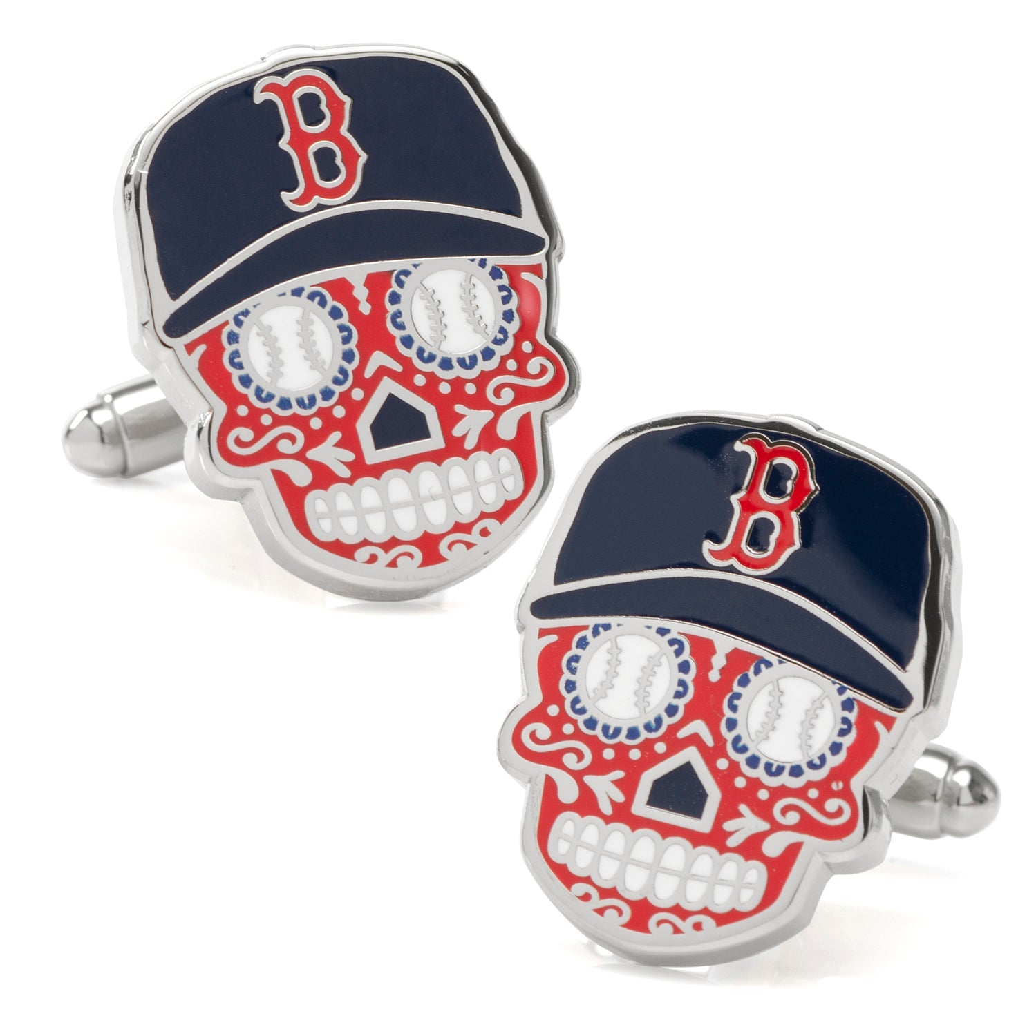 MLB Boston Red Sox Sugar Skull Cufflinks &amp; Lapel Pin Gift Set