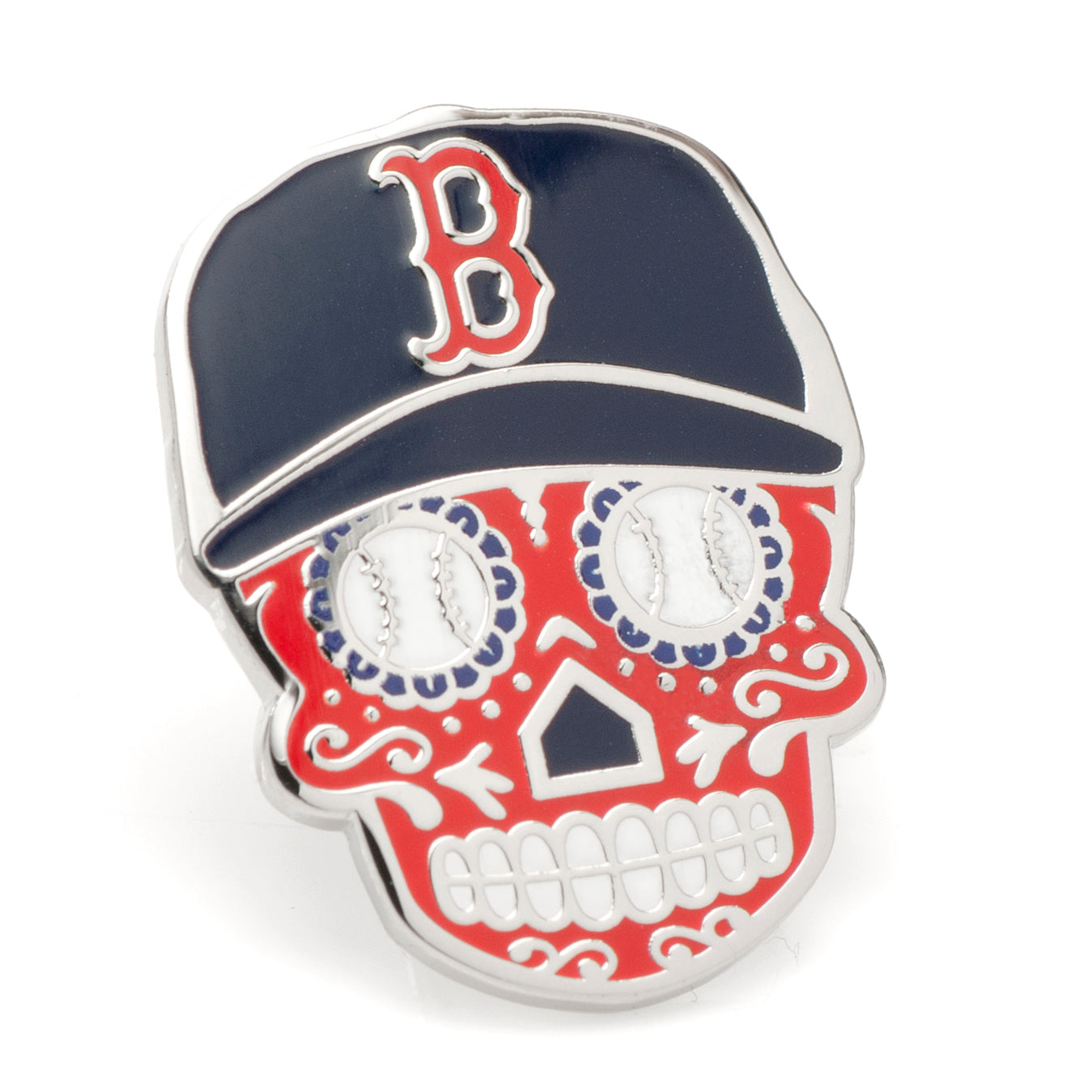 MLB Boston Red Sox Sugar Skull Cufflinks &amp; Lapel Pin Gift Set