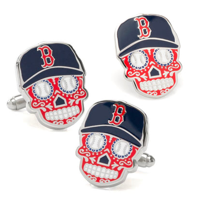 MLB Boston Red Sox Sugar Skull Cufflinks &amp; Lapel Pin Gift Set