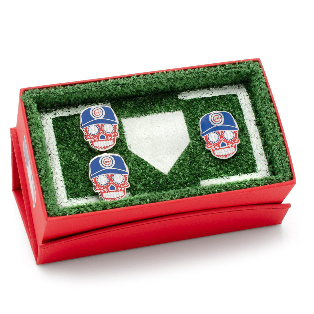 MLB Chicago Cubs Sugar Skull Cufflinks &amp; Lapel Pin Gift Set