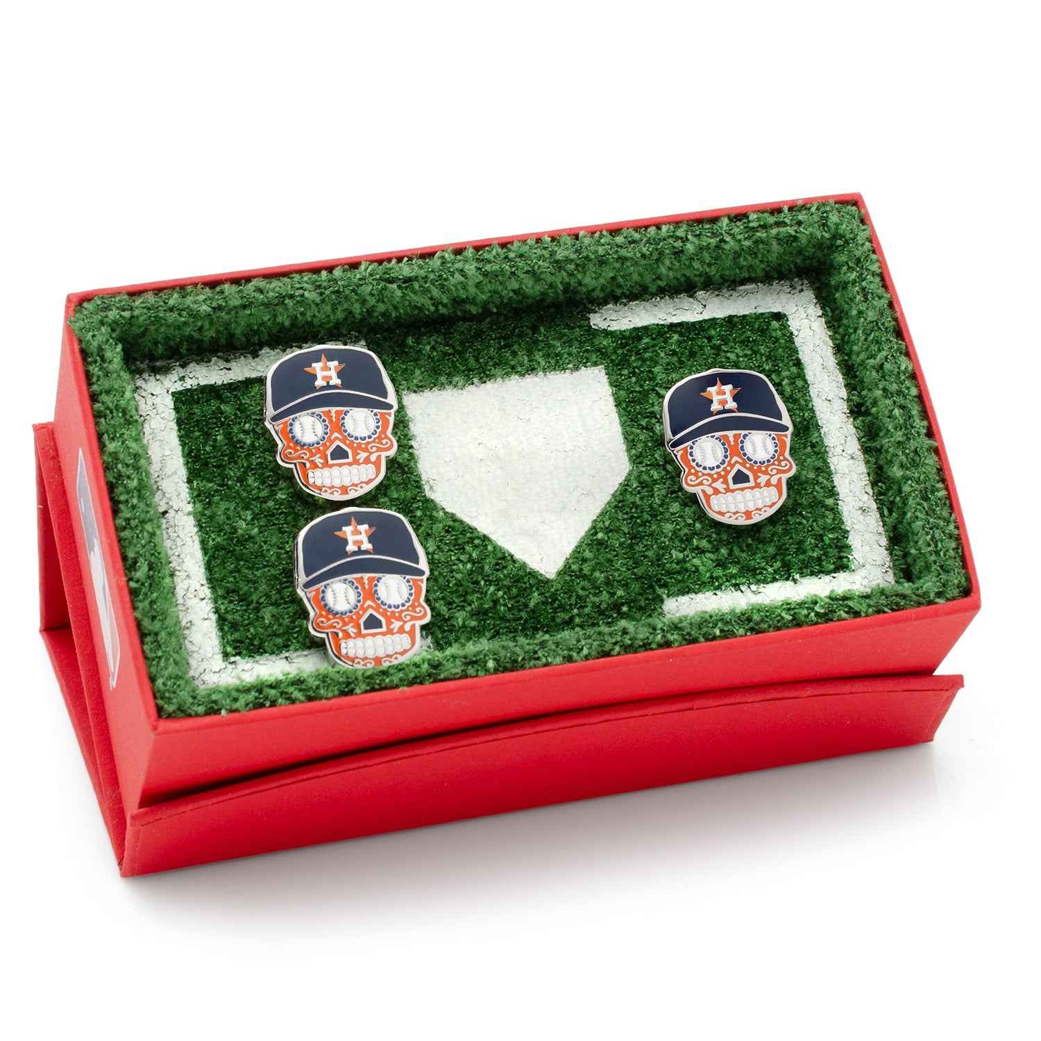 Houston Astros Sugar Skull Cufflinks &amp; Lapel Pin Gift Set
