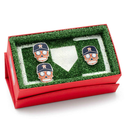 Houston Astros Sugar Skull Cufflinks &amp; Lapel Pin Gift Set