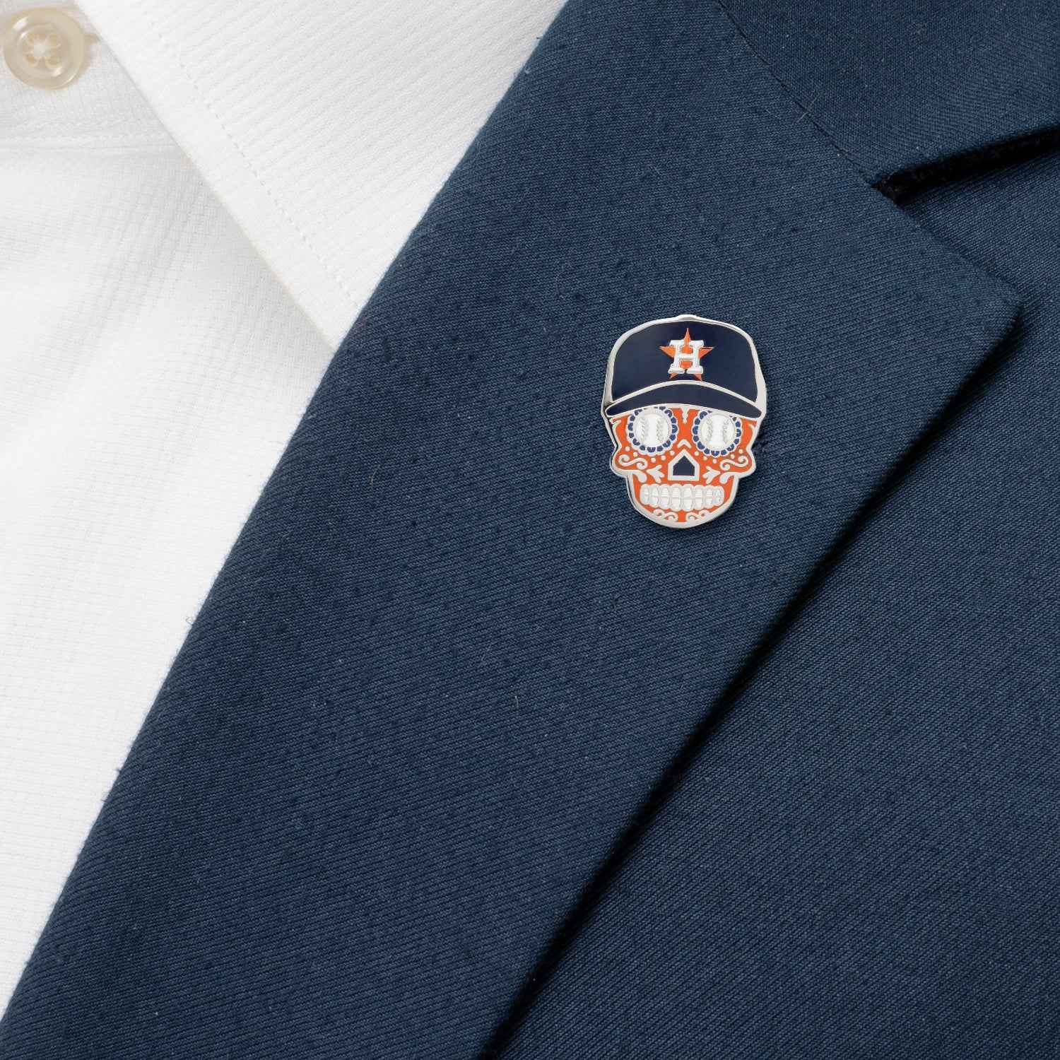 Houston Astros Sugar Skull Cufflinks &amp; Lapel Pin Gift Set