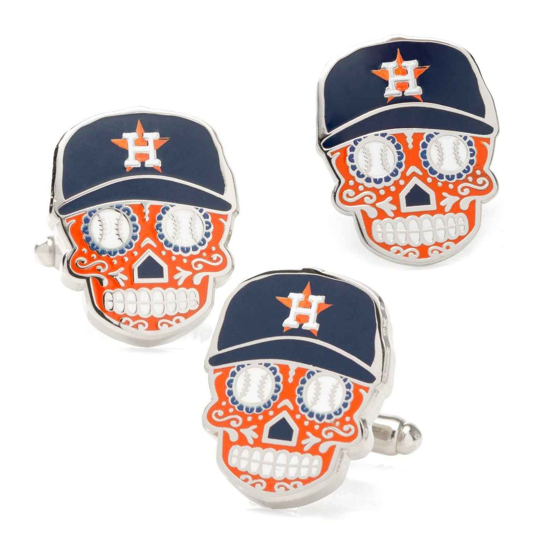 Houston Astros Sugar Skull Cufflinks &amp; Lapel Pin Gift Set