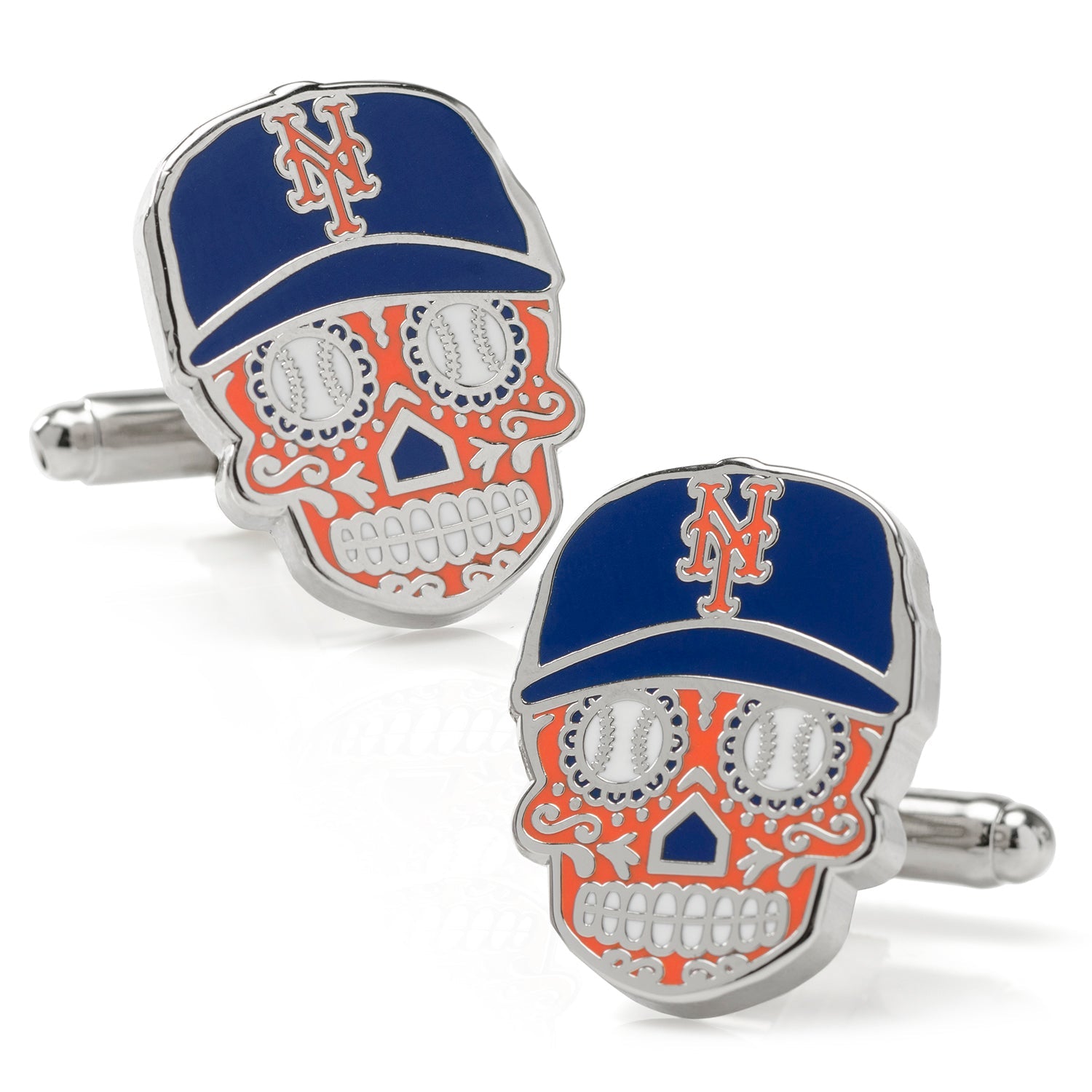MLB New York Mets Sugar Skull Cufflinks &amp; Lapel Pin Gift Set