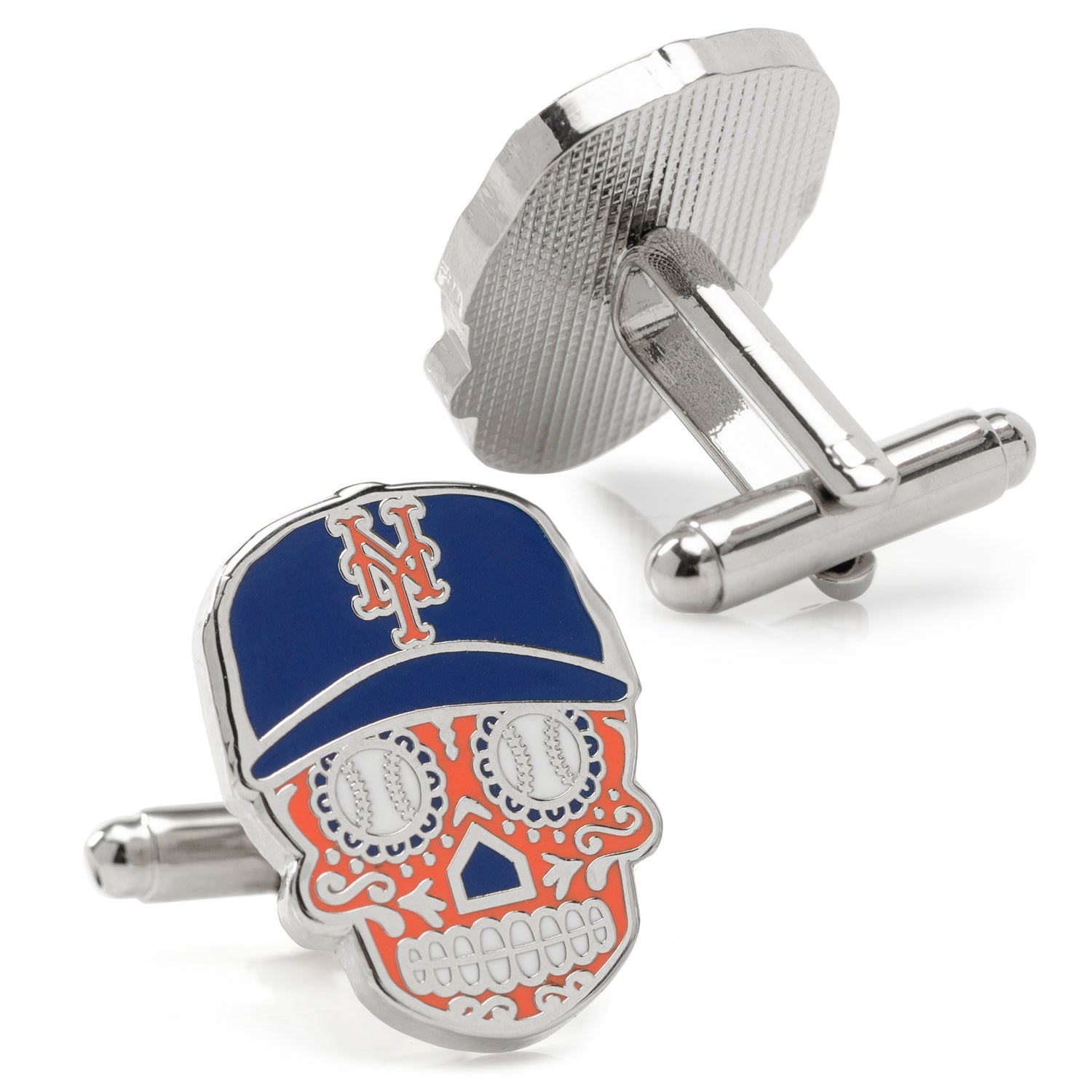 MLB New York Mets Sugar Skull Cufflinks &amp; Lapel Pin Gift Set