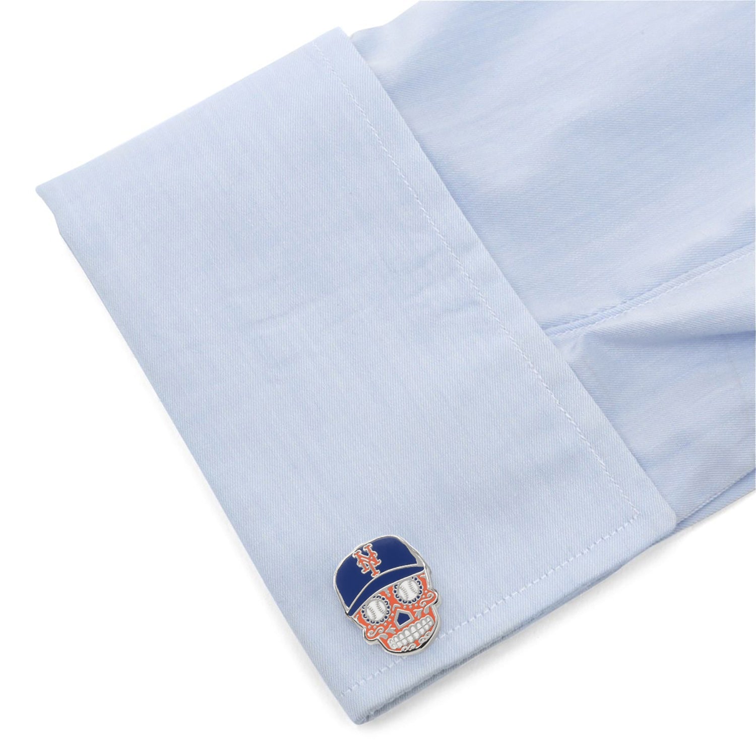 MLB New York Mets Sugar Skull Cufflinks &amp; Lapel Pin Gift Set