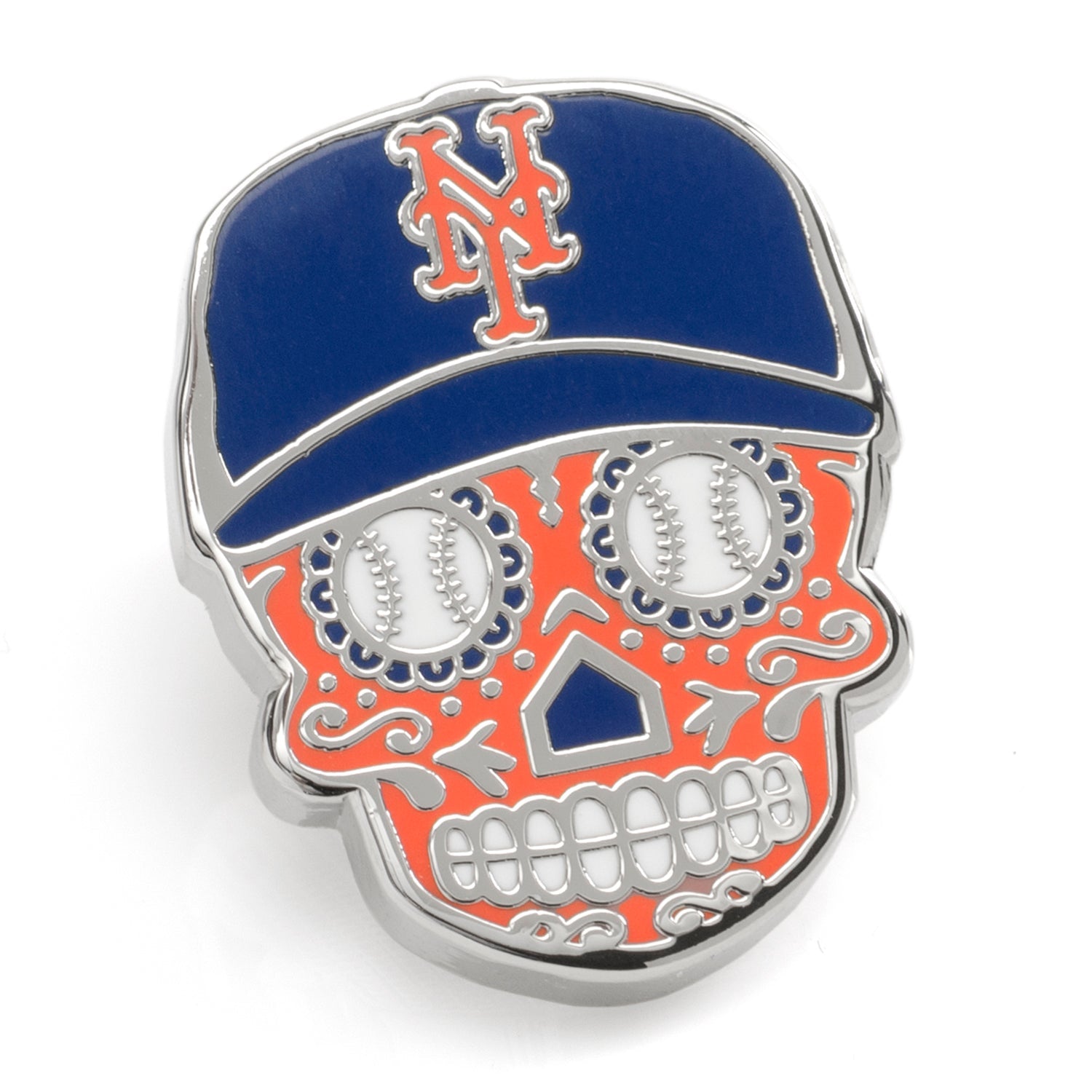 MLB New York Mets Sugar Skull Cufflinks &amp; Lapel Pin Gift Set