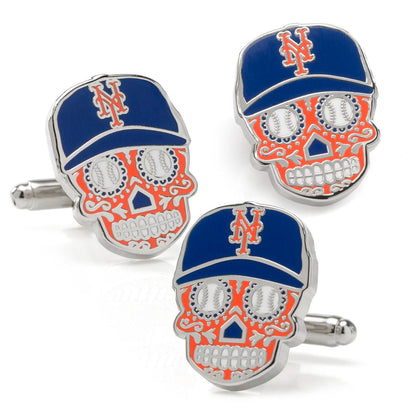 MLB New York Mets Sugar Skull Cufflinks &amp; Lapel Pin Gift Set