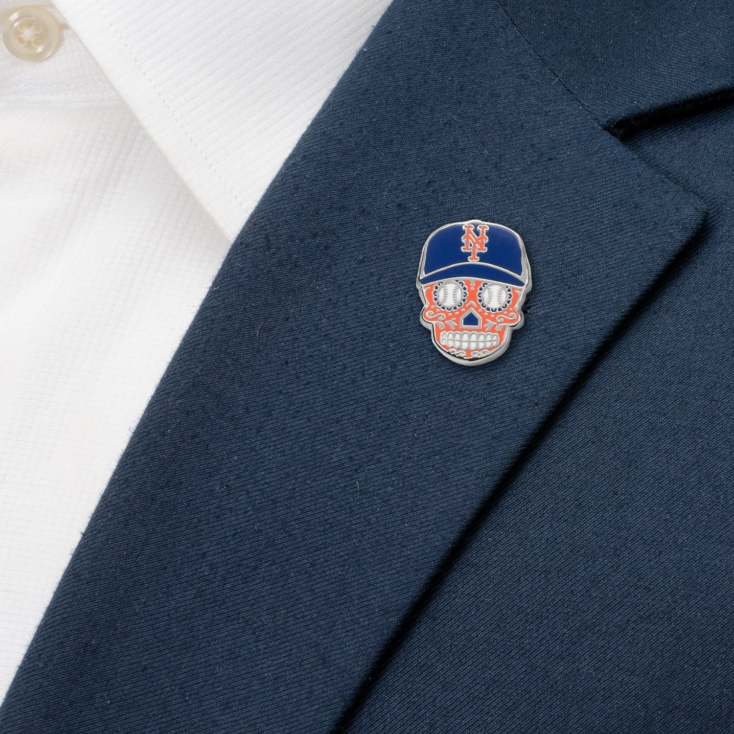 MLB New York Mets Sugar Skull Lapel Pin by Cufflinks.com