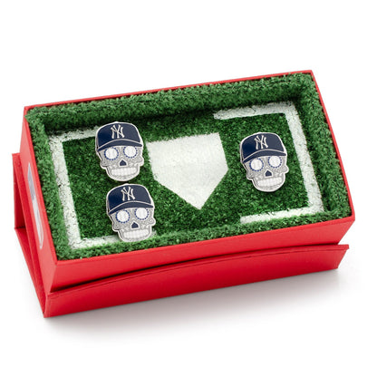 MLB New York Yankees Sugar Skull Cufflinks &amp; Lapel Pin Gift Set