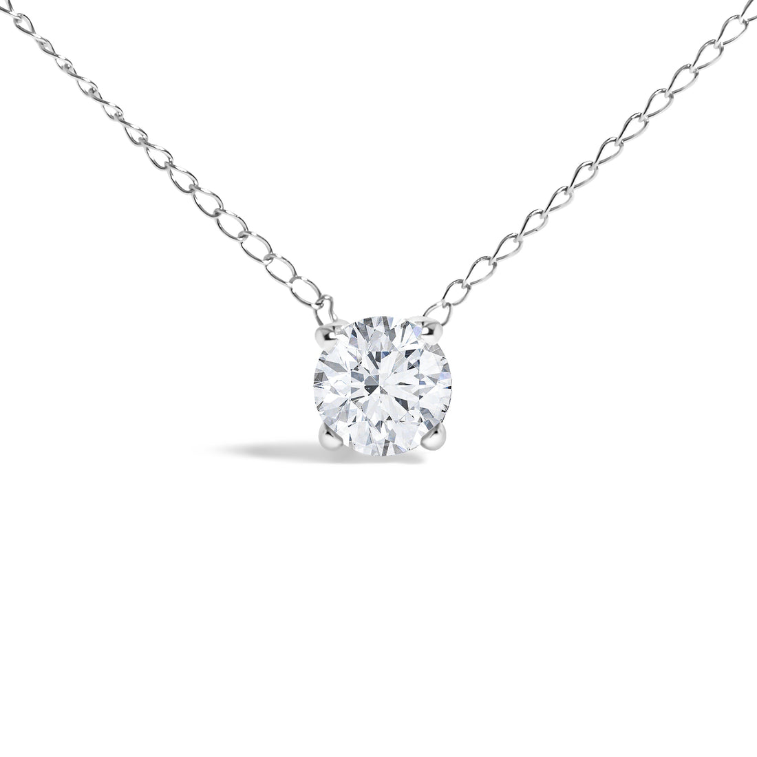 14K White Gold Floating 1/2 Cttw Lab Grown Diamond Solitaire Pendant Necklace - 18" Inches by Bids.com