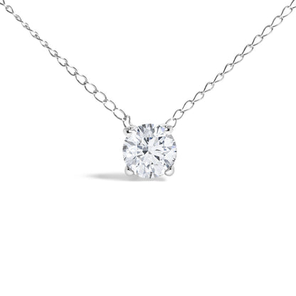14K White Gold Floating 1/2 Cttw Lab Grown Diamond Solitaire Pendant Necklace - 18" Inches by Bids.com