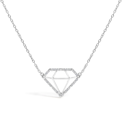 .925 Sterling Silver 1/7 Cttw Lab Grown Diamond Diamond Shaped Pendant Necklace - Size 18 Inches by Bids.com