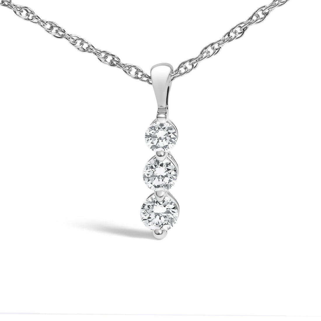 .925 Sterling Silver 1/7 Cttw Lab Grown Diamond Three Stone Diamond Pendant Necklace - 18" Inches by Bids.com