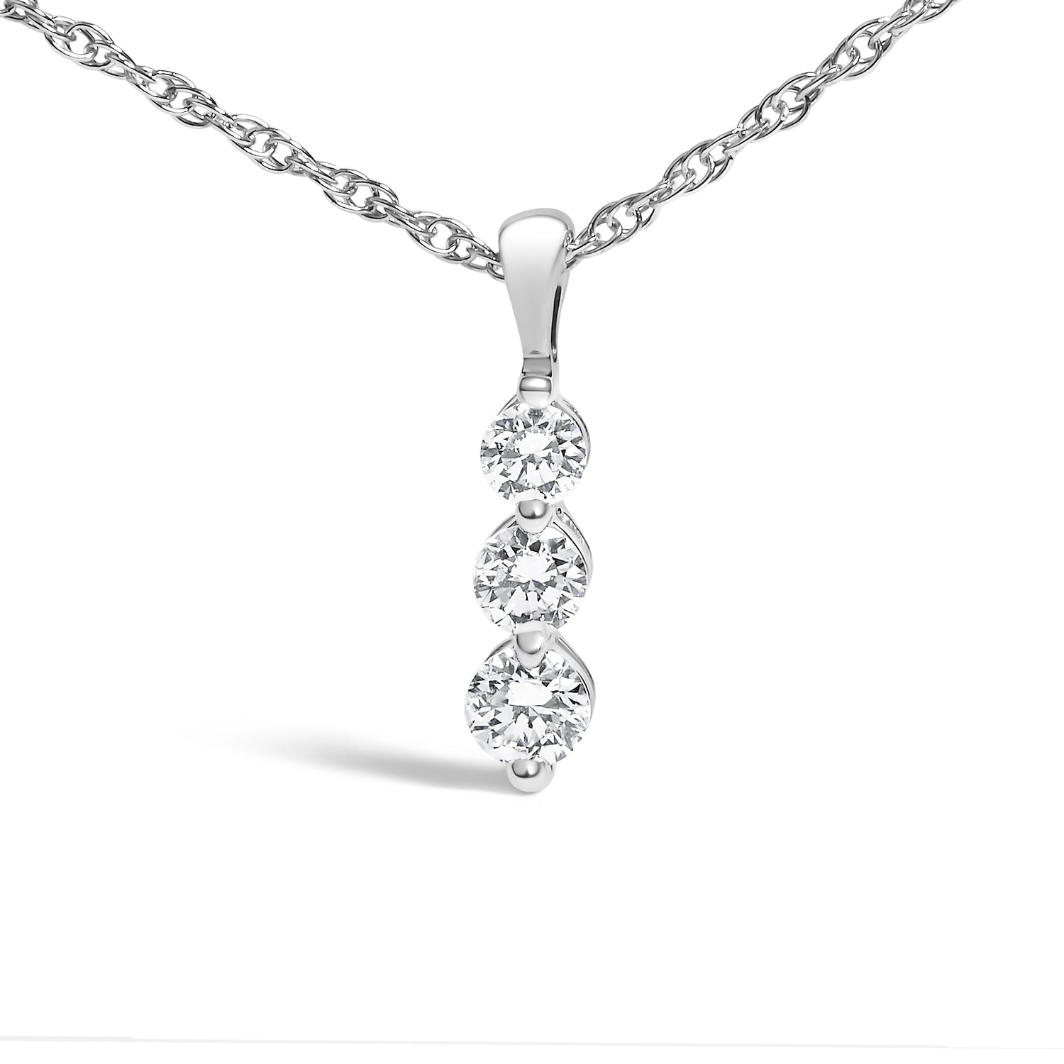 .925 Sterling Silver 1/7 Cttw Lab Grown Diamond Three Stone Diamond Pendant Necklace - 18" Inches by Bids.com