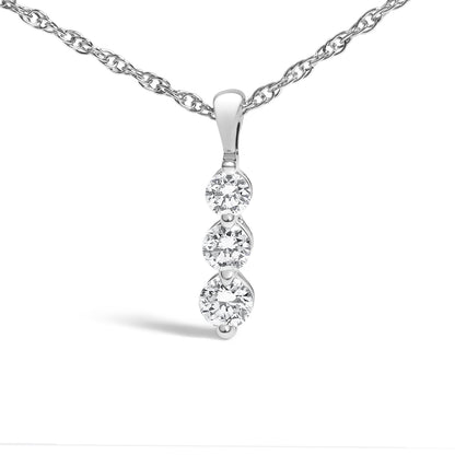 .925 Sterling Silver 1/7 Cttw Lab Grown Diamond Three Stone Diamond Pendant Necklace - 18" Inches by Bids.com
