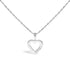 .925 Sterling Silver Lab Grown Diamond 1/4 Cttw Three Stone Heart Pendant Necklace - 18" Inches by Bids.com