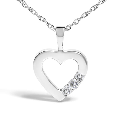 .925 Sterling Silver Lab Grown Diamond 1/4 Cttw Three Stone Heart Pendant Necklace - 18" Inches by Bids.com