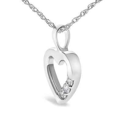 .925 Sterling Silver Lab Grown Diamond 1/4 Cttw Three Stone Heart Pendant Necklace - 18" Inches by Bids.com