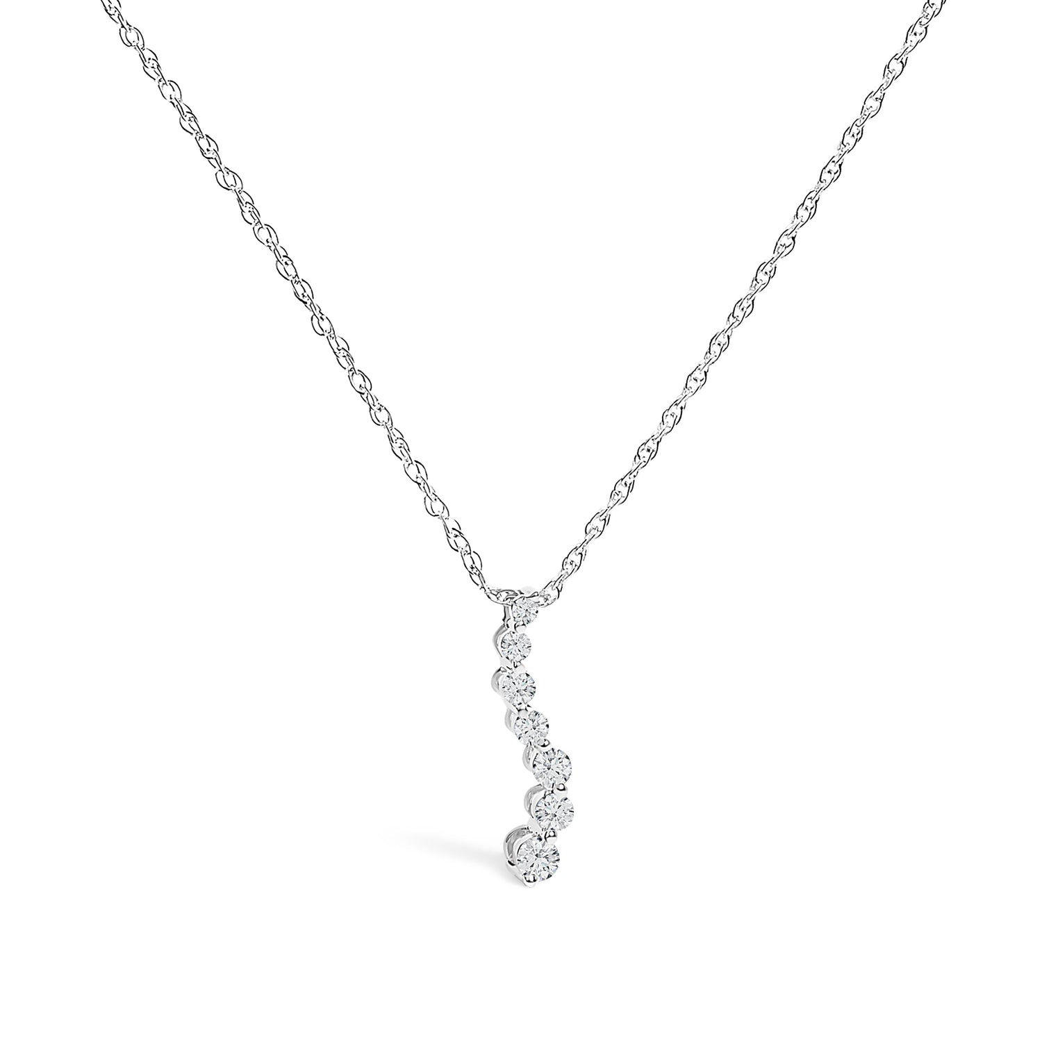 .925 Sterling Silver 1/4 Cttw Lab Grown Diamond Journey Pendant Necklace - 18" Inches by Bids.com