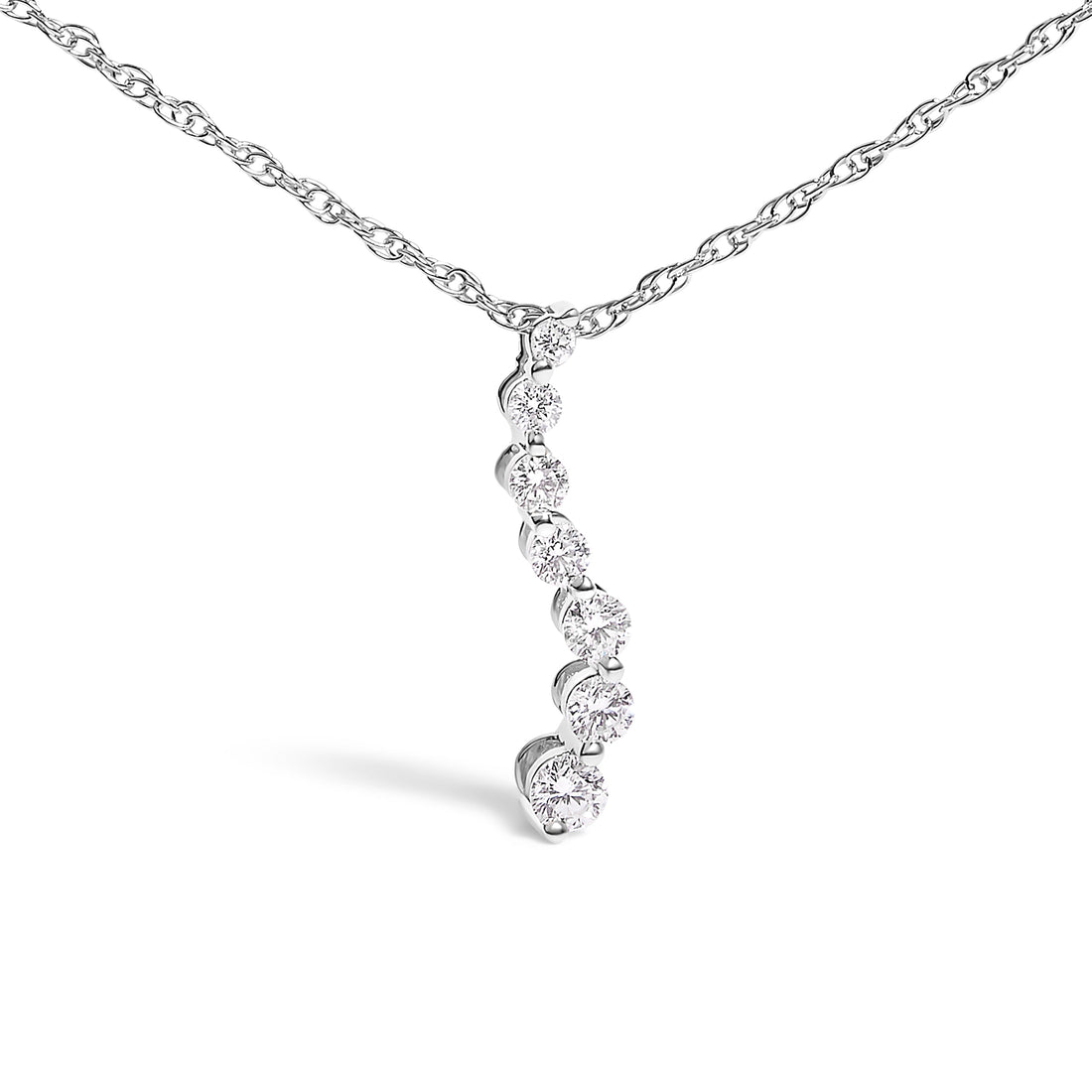 .925 Sterling Silver 1/4 Cttw Lab Grown Diamond Journey Pendant Necklace - 18" Inches by Bids.com