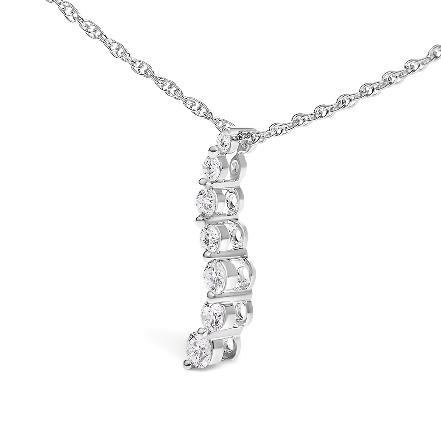 .925 Sterling Silver 1/4 Cttw Lab Grown Diamond Journey Pendant Necklace - 18" Inches by Bids.com