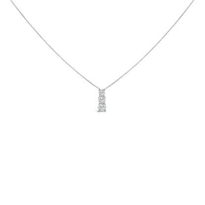 14K White Gold 1/2 Cttw Lab Grown Diamond Three Stone Pendant Necklace by Bids.com