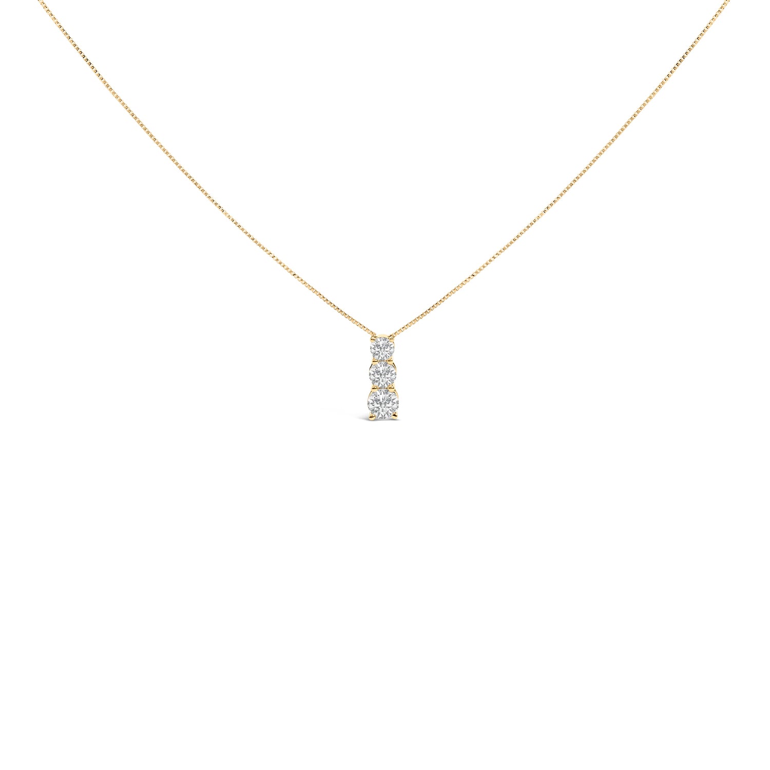14K White Gold 1/2 Cttw Lab Grown Diamond Three Stone Pendant Necklace by Bids.com