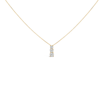 14K White Gold 1/2 Cttw Lab Grown Diamond Three Stone Pendant Necklace by Bids.com