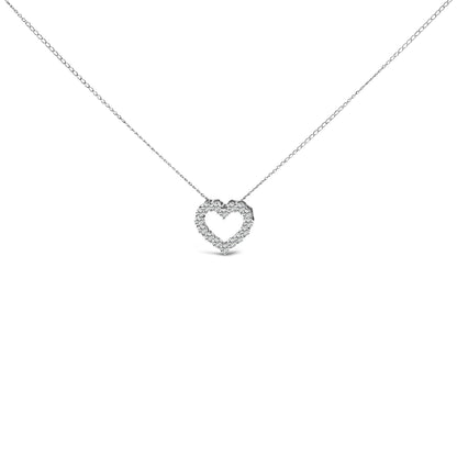 14K White Gold 1/2 Carat Lab Grown Diamond Heart Shape Pendant Necklace by Bids.com