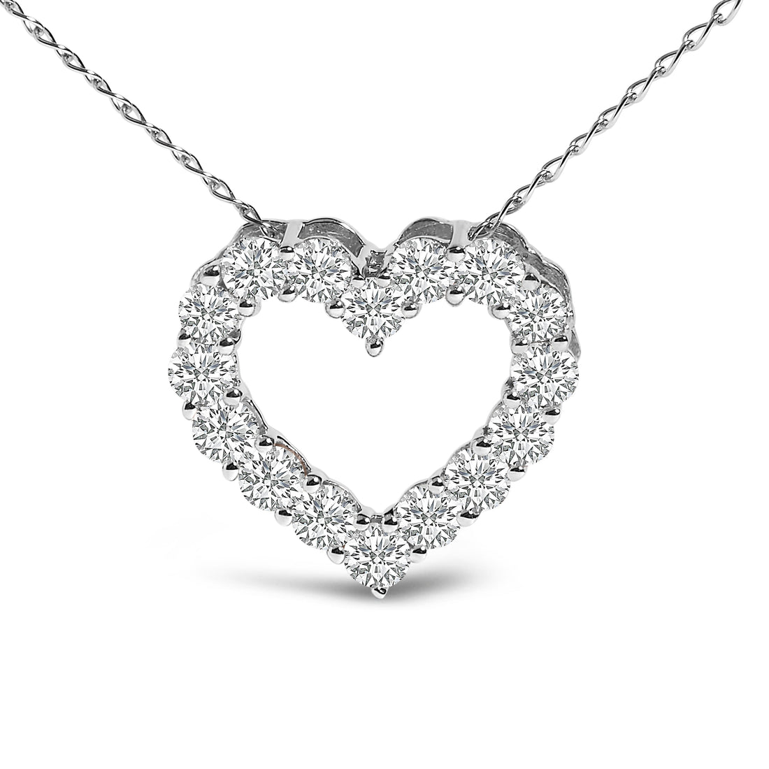 14K White Gold 1/2 Carat Lab Grown Diamond Heart Shape Pendant Necklace by Bids.com