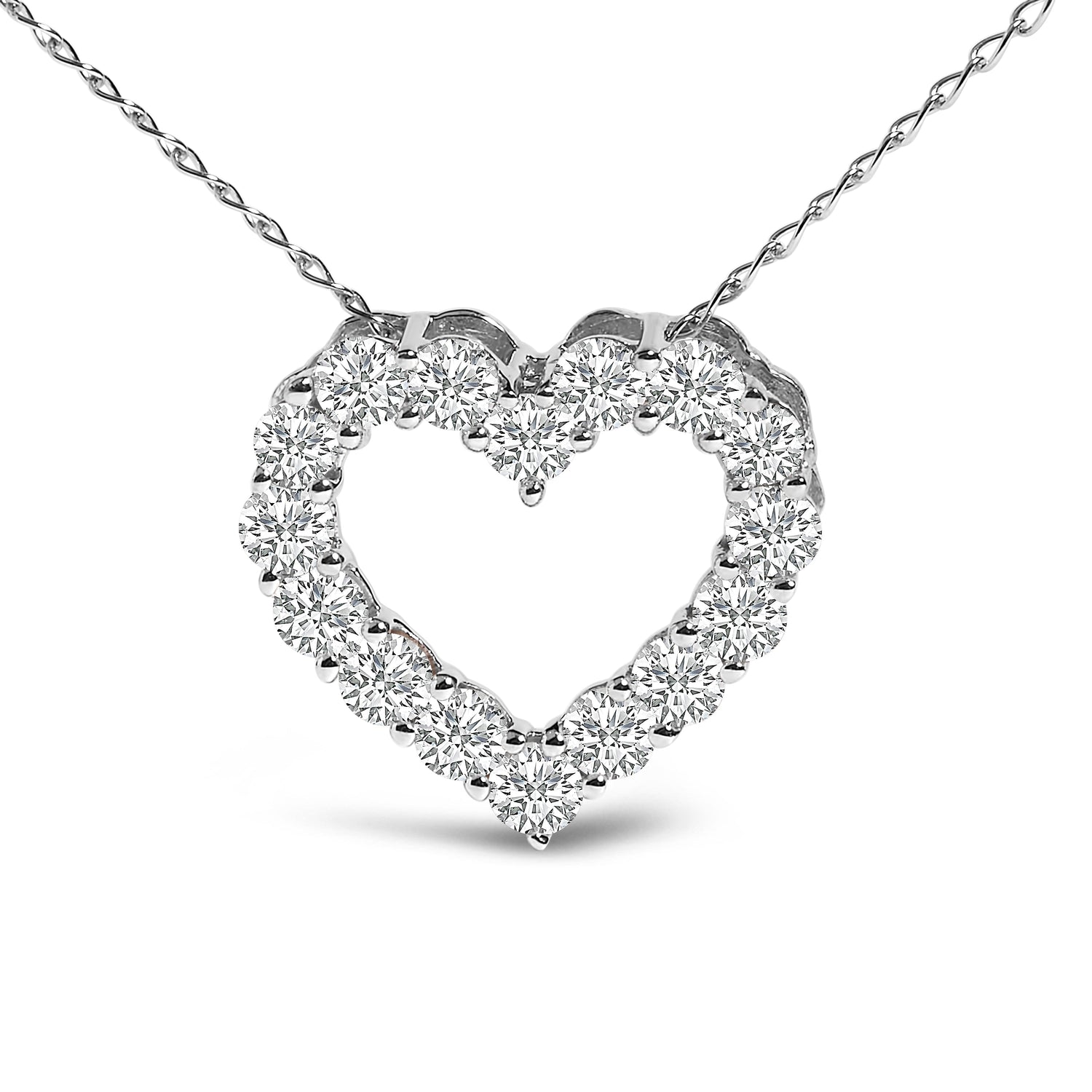 14K White Gold 1/2 Carat Lab Grown Diamond Heart Shape Pendant Necklace by Bids.com