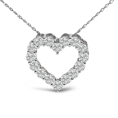 14K White Gold 1/2 Carat Lab Grown Diamond Heart Shape Pendant Necklace by Bids.com