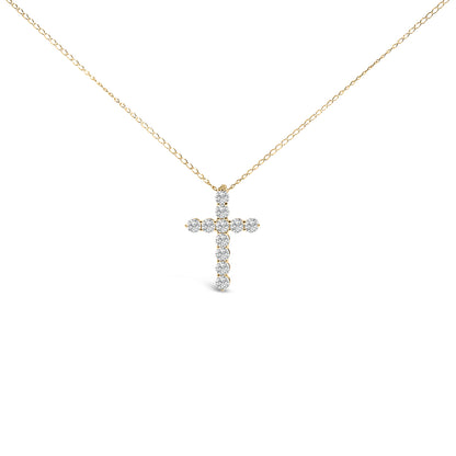 14K White Gold 1/2 Cttw Lab Grown Diamond 11 Stone Cross Pendant Necklace by Bids.com