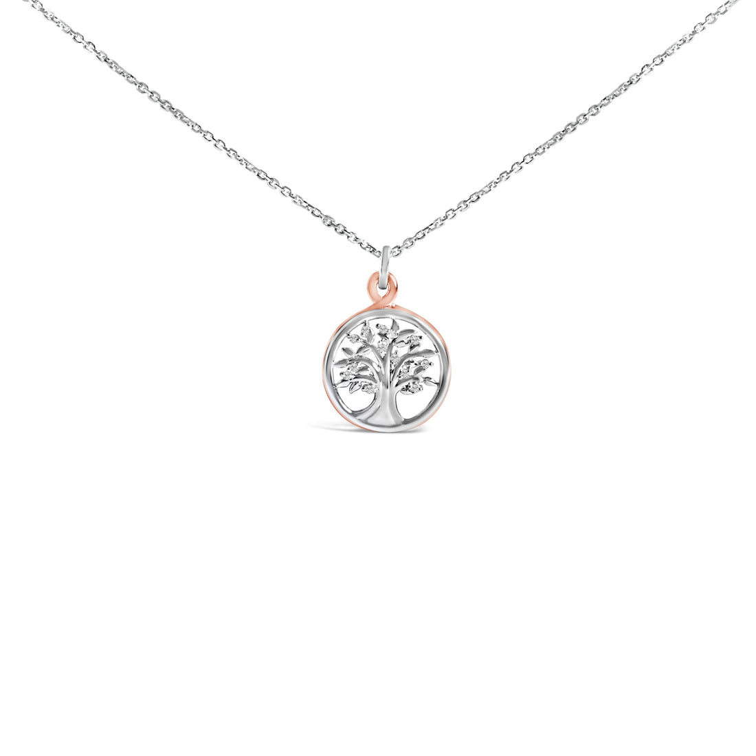 14K Rose Gold Plated Sterling Silver Diamond Accent Tree of Life Pendant Necklace by Bids.com