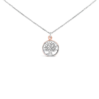 14K Rose Gold Plated Sterling Silver Diamond Accent Tree of Life Pendant Necklace by Bids.com