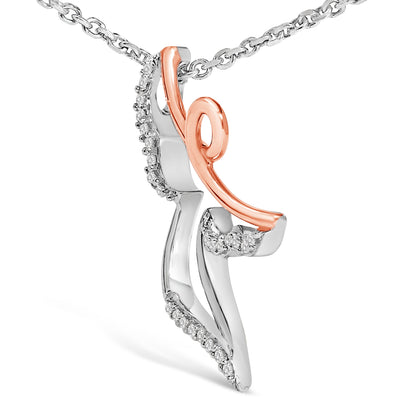 14K Rose Gold Plated Sterling Silver 1/10 Cttw Diamond Angel Pendant Necklace by Bids.com