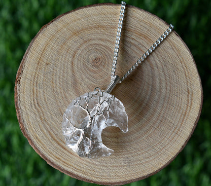 Crystal Quartz Moon Silver Wire Wrapped Pendant, Crystal Moon Pendant