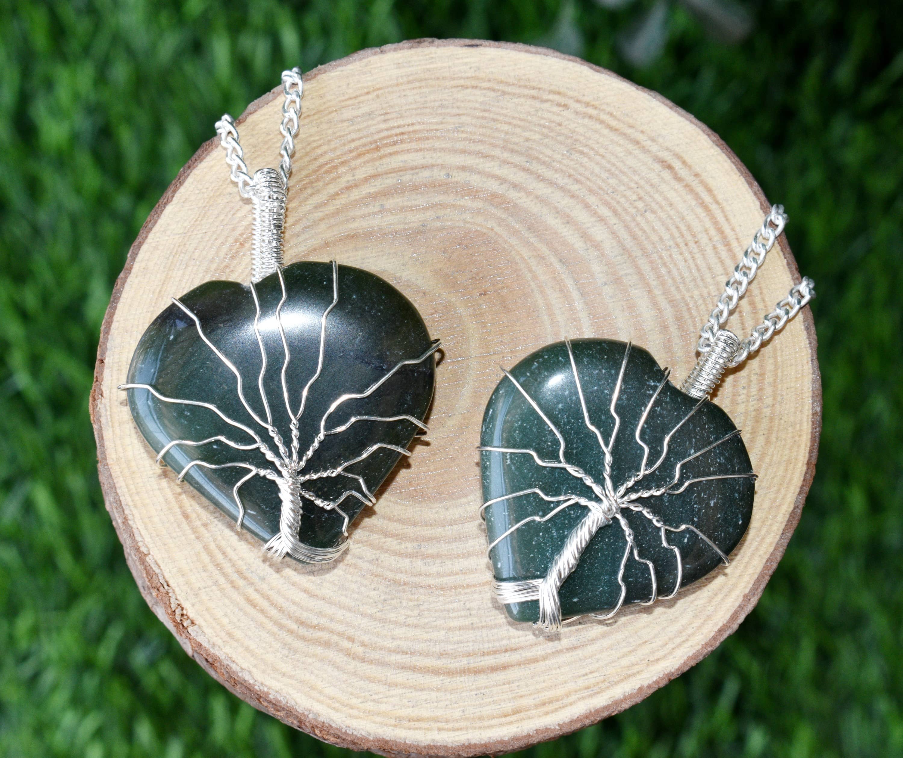 Green Aventurine Heart Silver Wire Wrapped Pendant, Heart Gemstone Pendant.  DestGlow