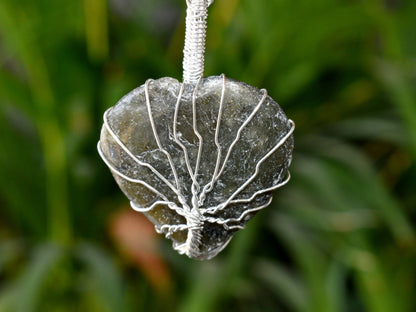 Labradorite Heart Silver Wire Wrapped Pendant, Crystal Heart Gemstone Pendant  DestGlow