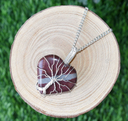 Narmada Heart Silver Wire Wrapped Pendant, Crystal Heart Gemstone Pendant  DestGlow