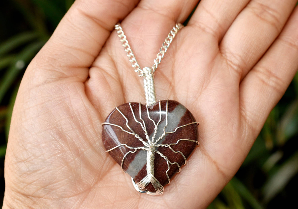 Narmada Heart Silver Wire Wrapped Pendant, Crystal Heart Gemstone Pendant  DestGlow