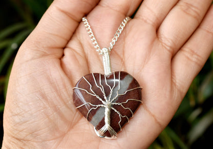 Narmada Heart Silver Wire Wrapped Pendant, Crystal Heart Gemstone Pendant  DestGlow