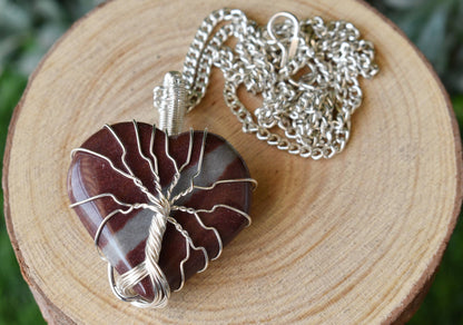 Narmada Heart Silver Wire Wrapped Pendant, Crystal Heart Gemstone Pendant  DestGlow