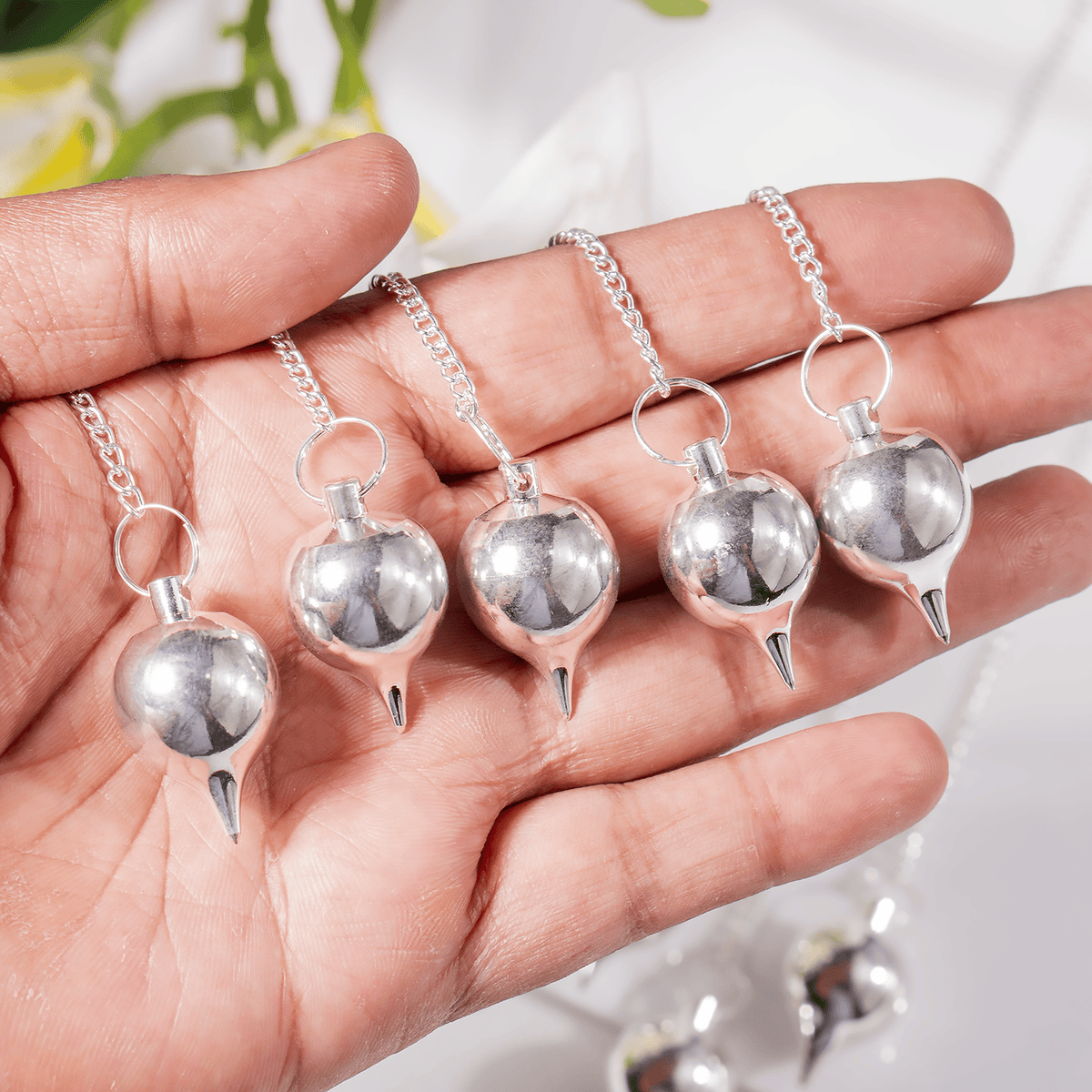 Brass Silver Metal Pendulums, Solid Ball Pendulum.  DestGlow
